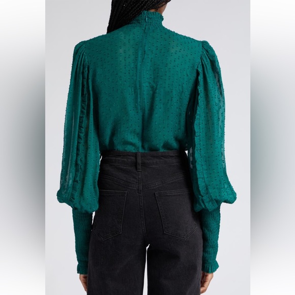 FARM Rio - Emerald Ruffle Long Sleeve Blouse. NWT. SIZE S. - Picture 3 of 11